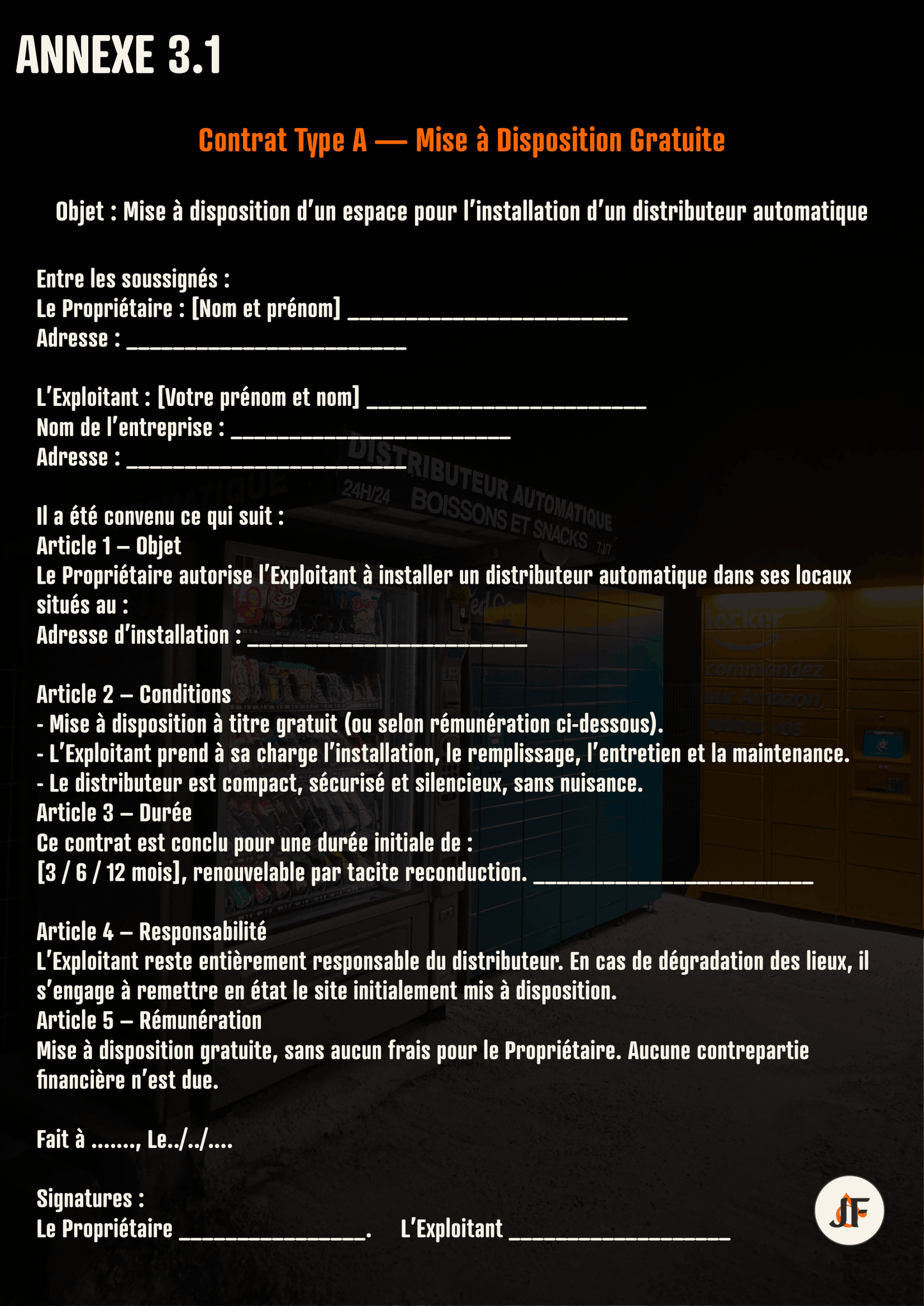 Contrat Mise à disposition gratuite