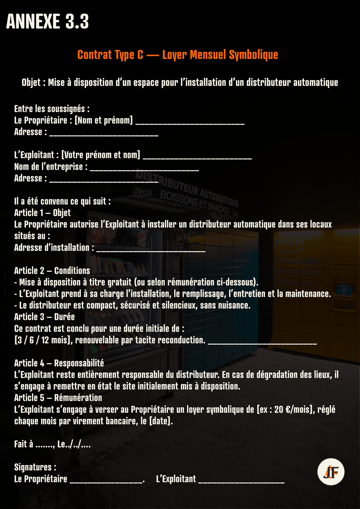 Contrat : Loyer mensuel symbolique