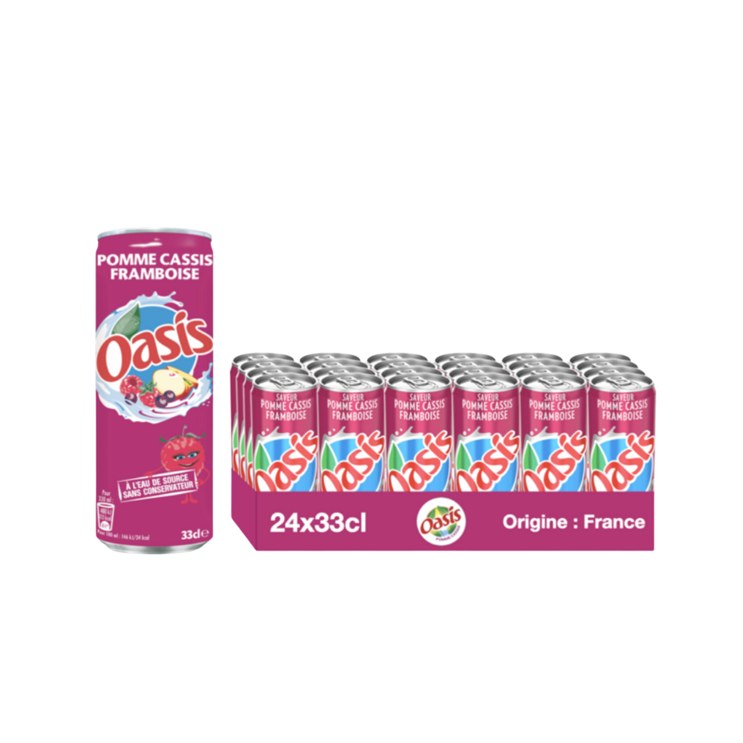 Oasis Pomme Cassis Framboise 33cl - Pack de 24 Canettes