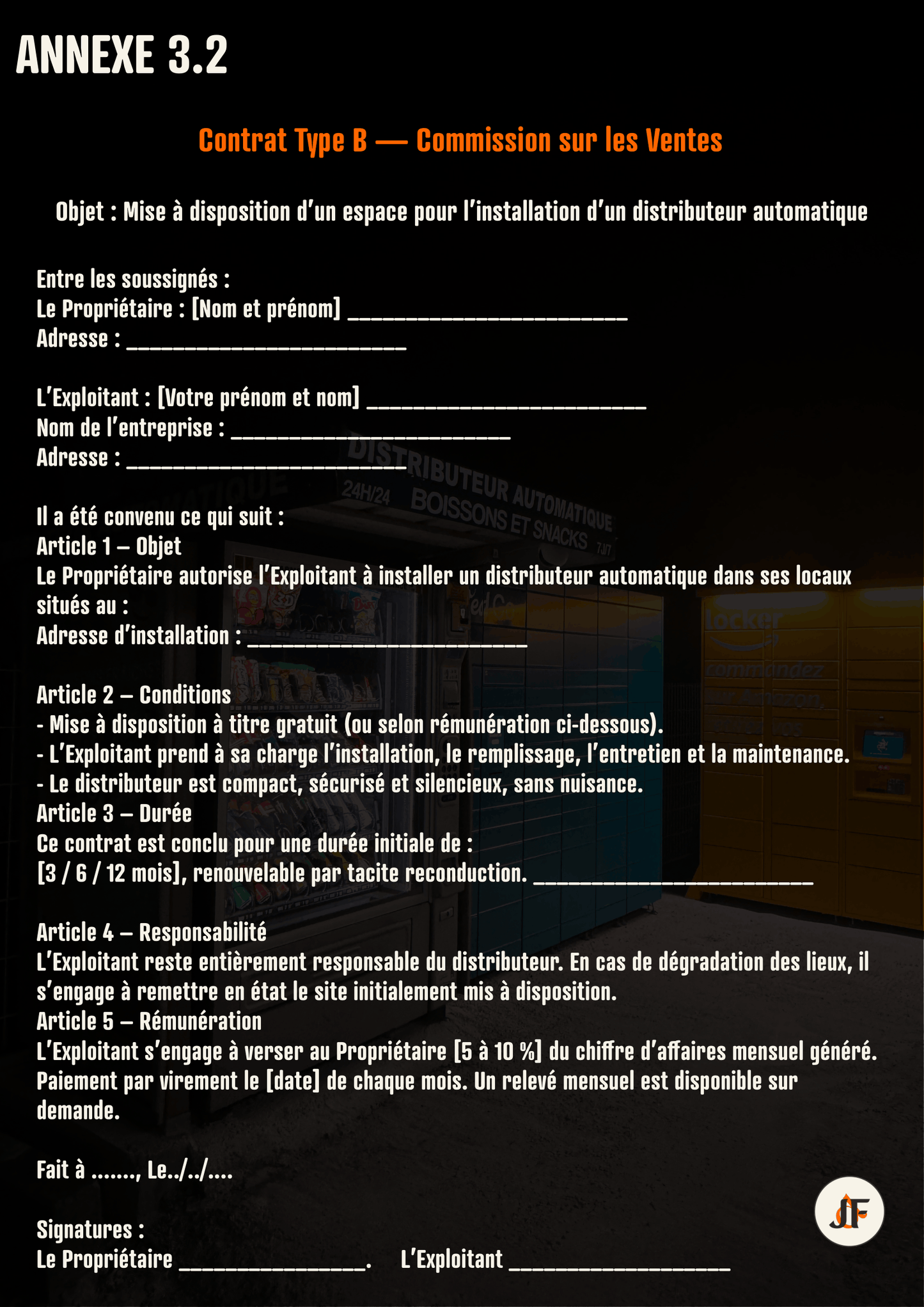 Contrat : Commission sur les ventes